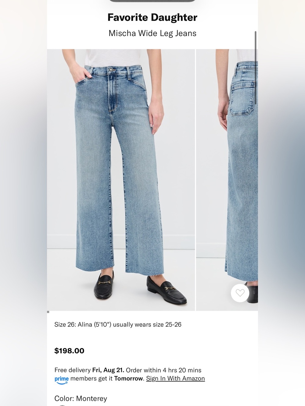 Favorite Daughter Mischa Wide Leg Jeans Monterrey 25